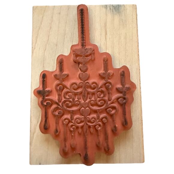 Hampton Art Large Chandelier Rubber Stamp PS0543 - Picture 3 of 3